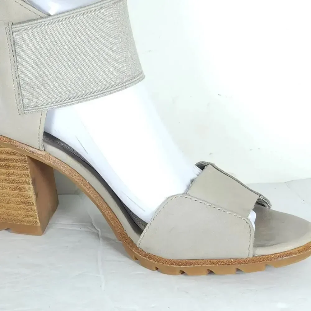 Sorel Women's Nadia US8,5 Dove Nubuck Chunky Heels Slip On Strappy Sandals